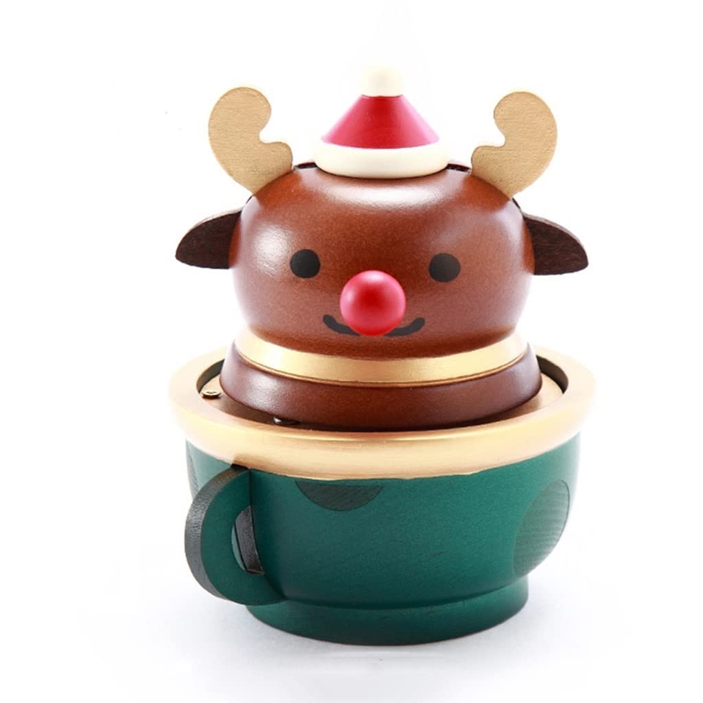 Wooden Elk Rotating Music Box - Desktop Decor for Home & Living Room