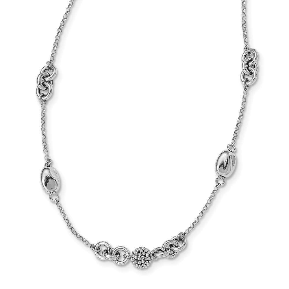 925 Sterling Silver Rhodium Plated Beaded Elegant Necklace - 18 Inch Women's Jewelry Gift for Birthday, Anniversary & Special Occasions | Perfect for Parties, Weddings & Date Nights