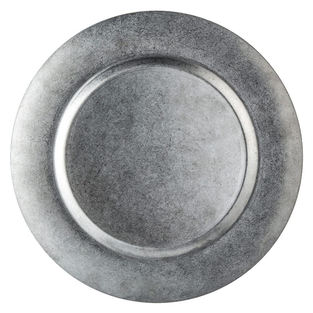 Vintage Frosted Silver Galvanized Round Tray - Rustic Deep Dish for Coffee, Jewelry, Sushi, Cereal, Salad & Dinner | Stainless Steel Food Serving Platter for Home, Kitchen, Party & Restaurant Use