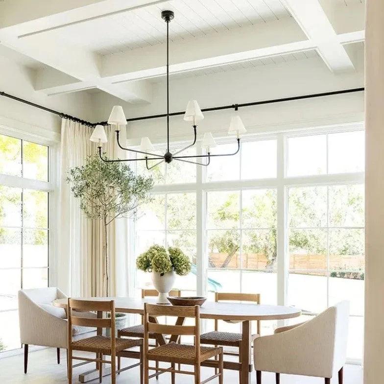 Vintage 6-Light White Chandelier - Elegant Ceiling Lighting Fixture for Dining Room, Bedroom, or Living Room Decor