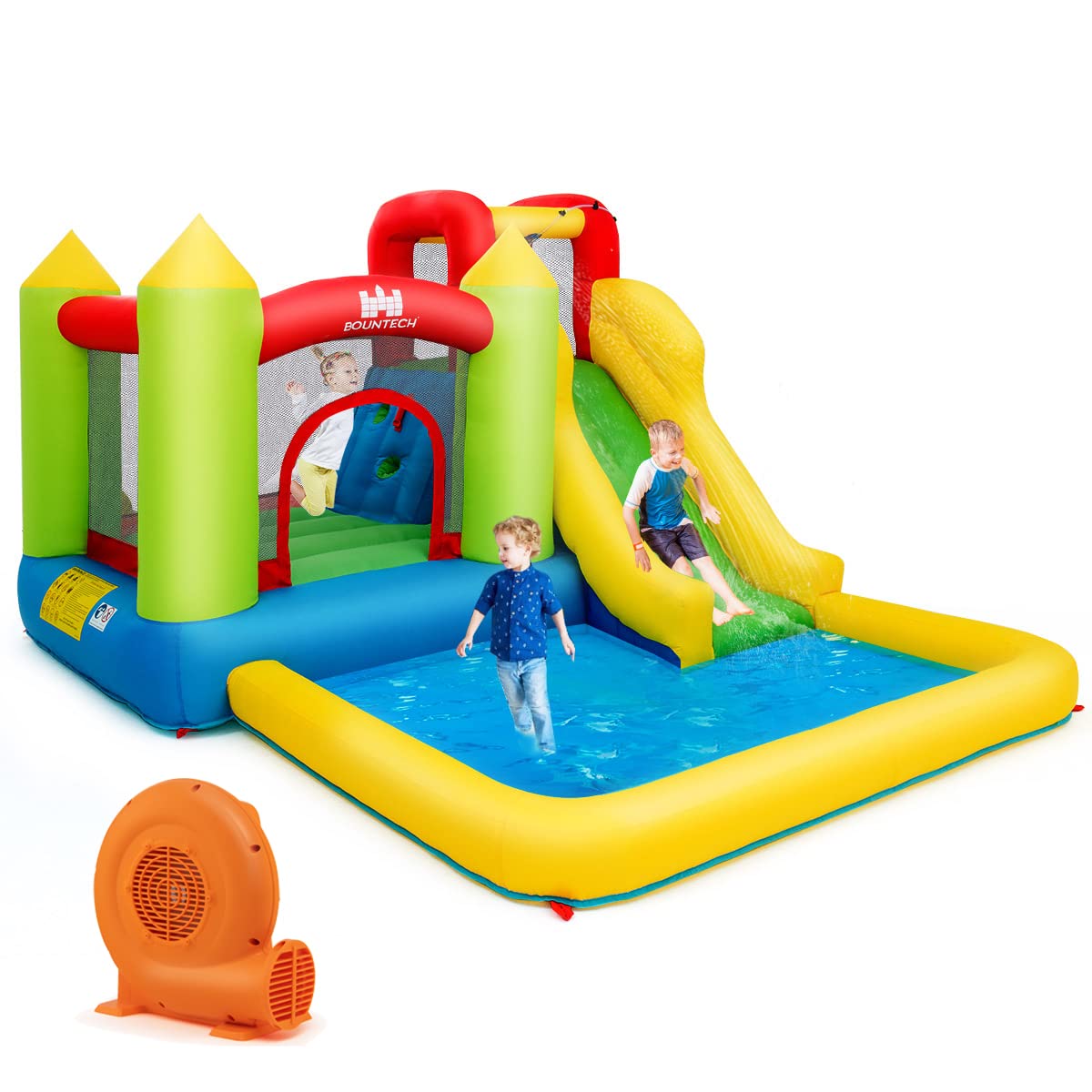 **Costzon Inflatable Water Slide & Bounce House - Wet & Dry Combo for Kids Outdoor Play | 550W GFCI Blower, Large Jumping Area | Perfect for Backyard Parties, Summer Fun, Boys & Girls Birthday Gifts**