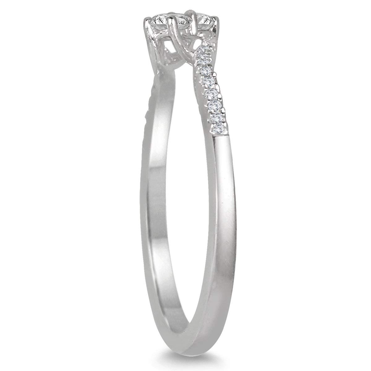 AGS Certified 1/4 Carat TW Two Stone Diamond Ring in 10K White Gold - Elegant Wedding Band & Anniversary Gift for Her