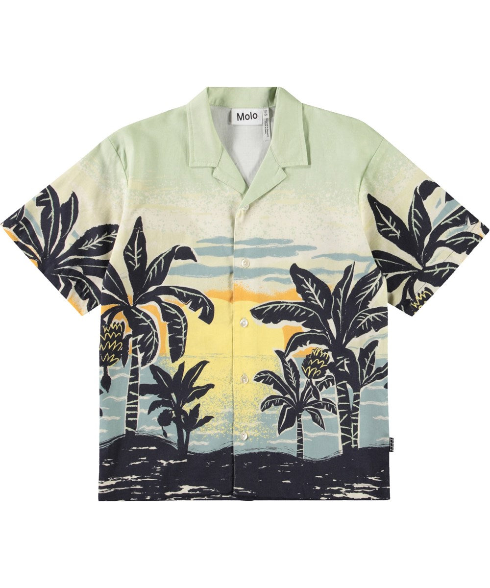 Molo Rui Casual Short Sleeve Shirt - Banana Beach Print | Stylish Summer Beachwear for Men & Women | Perfect for Vacations, Pool Parties & Outdoor Activities