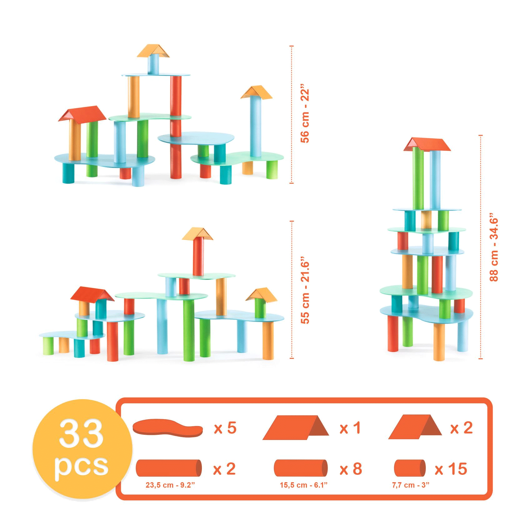 Djeco Tublo Construction Set - Creative Building Blocks for Kids | STEM Learning Toy for Toddlers & Preschoolers | Perfect for Indoor Play & Educational Activities