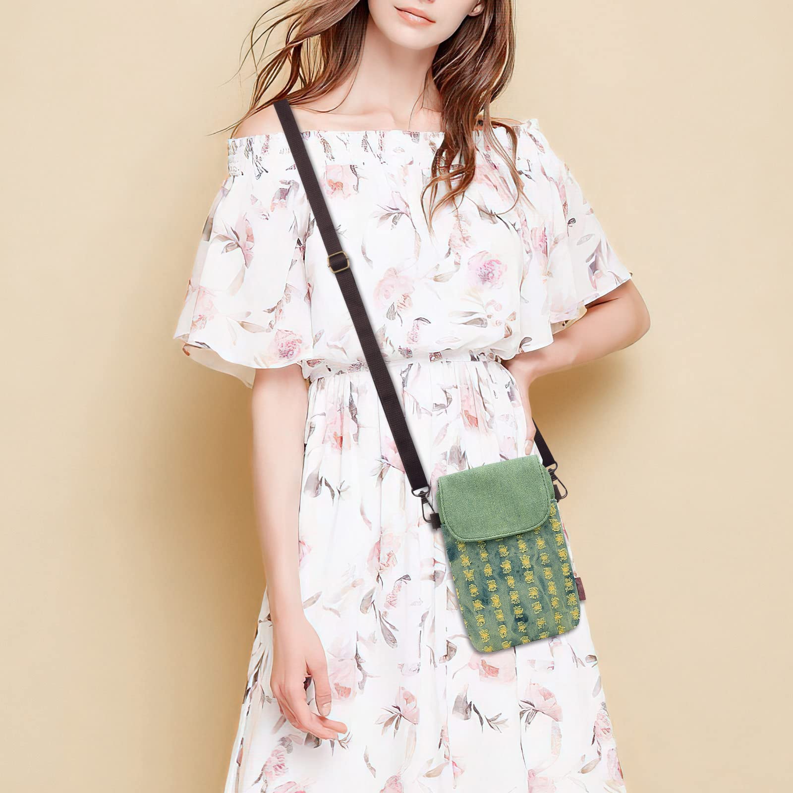 WITERY Small Canvas Crossbody Phone Purse Wallet - Handmade Adjustable Shoulder Strap Cute Cell Phone Bag for Women | Perfect for Travel, Shopping & Everyday Use