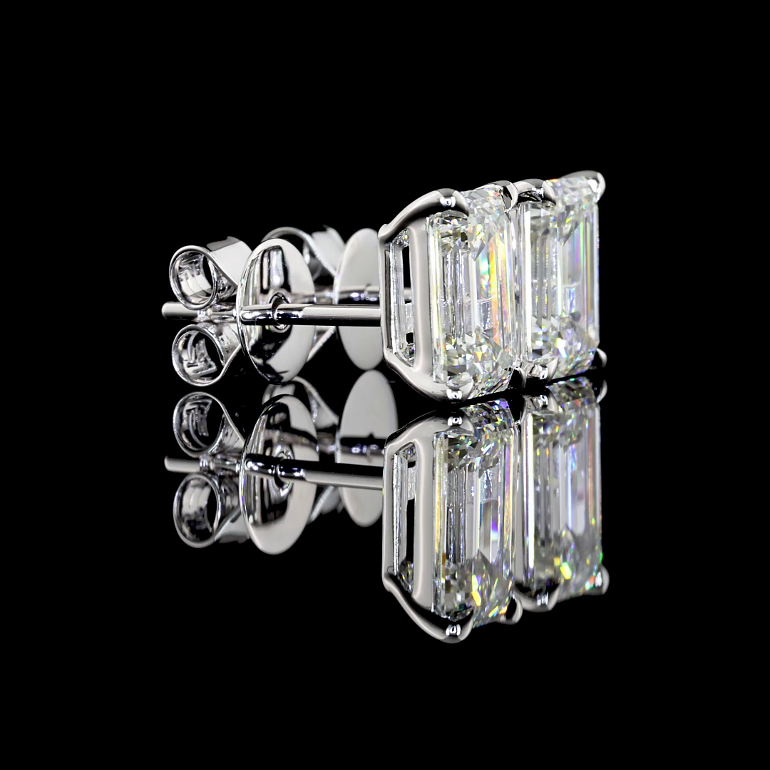 2.49 Carat Lab-Grown Emerald E VS1 Diamond 14K White Gold Stud Earrings for Women - Perfect for Weddings, Anniversaries & Special Occasions