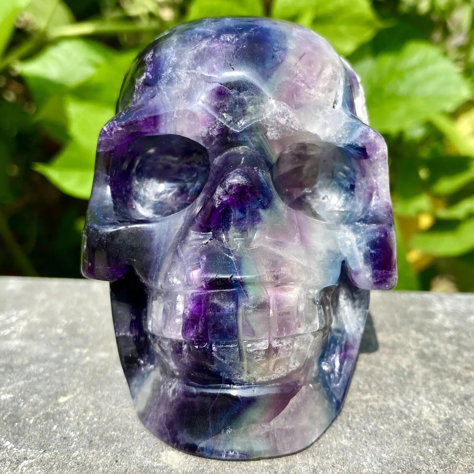 Natural Fluorite Skull Carving - Handcrafted Crystal Skull for Healing & Meditation - Perfect for Home Decor, Spiritual Practice & Energy Work