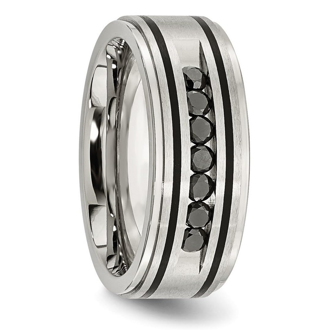 Stainless Steel Black Plated Diamond Ring for Women - Elegant Jewelry Gift for Anniversary, Wedding & Special Occasions