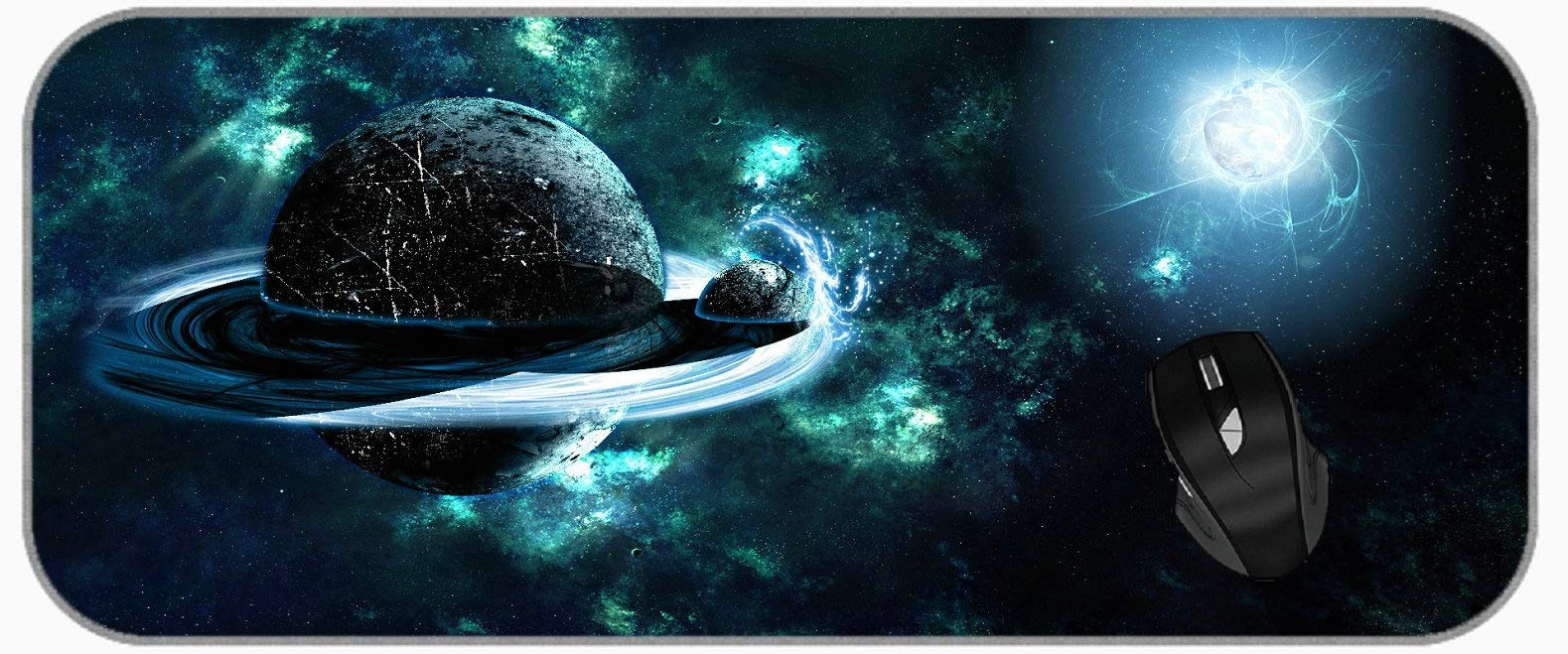 XXL Professional Large Mouse Pad with Planet Space Light Saturn Design - Ergonomic Gaming & Office Computer Mousepad for Work, Gaming & Home Use