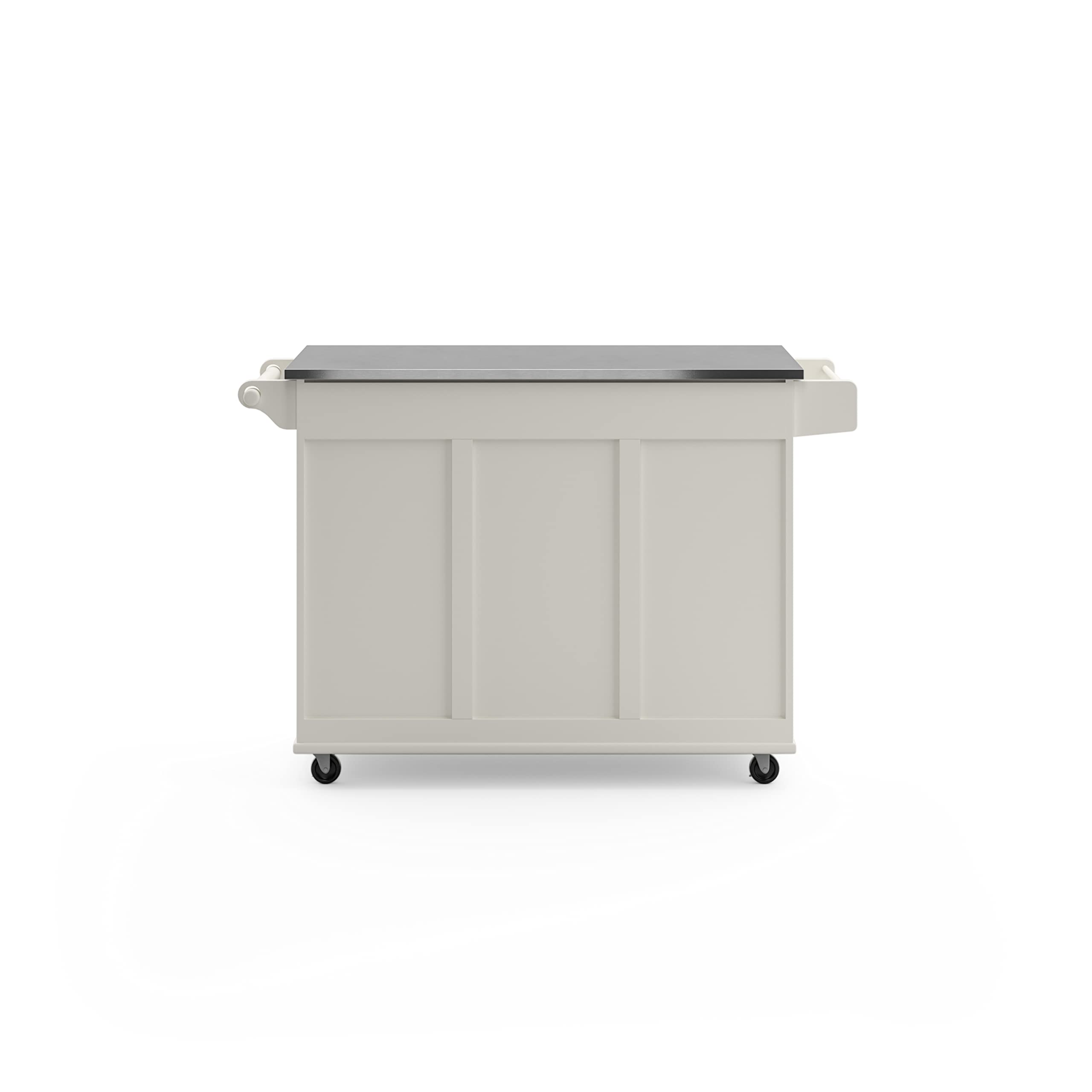 Homestyles Dolly Madison 54-Inch Rolling Kitchen Island with Storage & Towel Rack - Mobile Kitchen Cart for Small Spaces, Off White - Perfect for Apartments, Dorms & Compact Kitchens