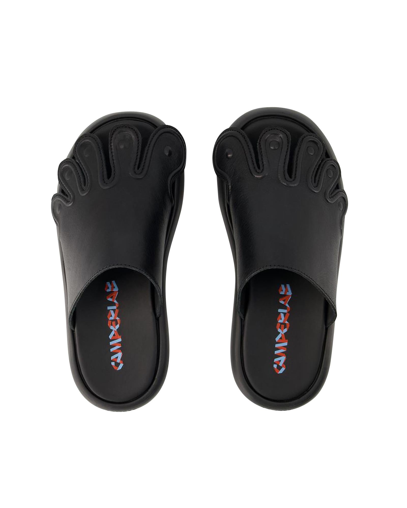 Black Leather Slip On Sandals for Women - Comfortable Rubber Sole Casual Shoes - Perfect for Beach, Vacation & Summer Outfits