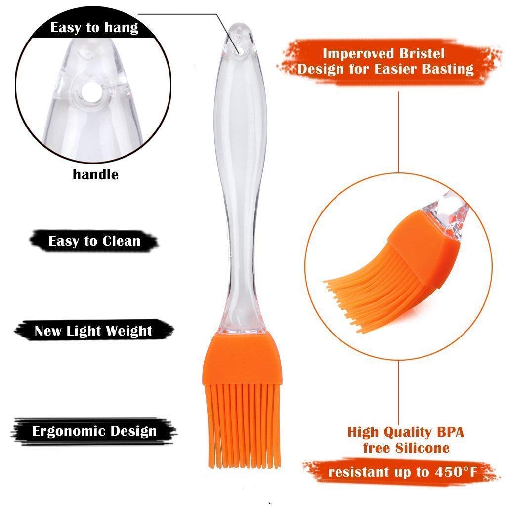 KitchenFest® Silicone Pastry Brush - Heat-Resistant Basting Brush for BBQ, Grilling, Baking Cakes & Pastries - Oil, Butter, Sauce & Marinade Applicator - Multi-Color Kitchen Baking Tool (Great for Basting Meats, Glazing Desserts & Applying Sauces)