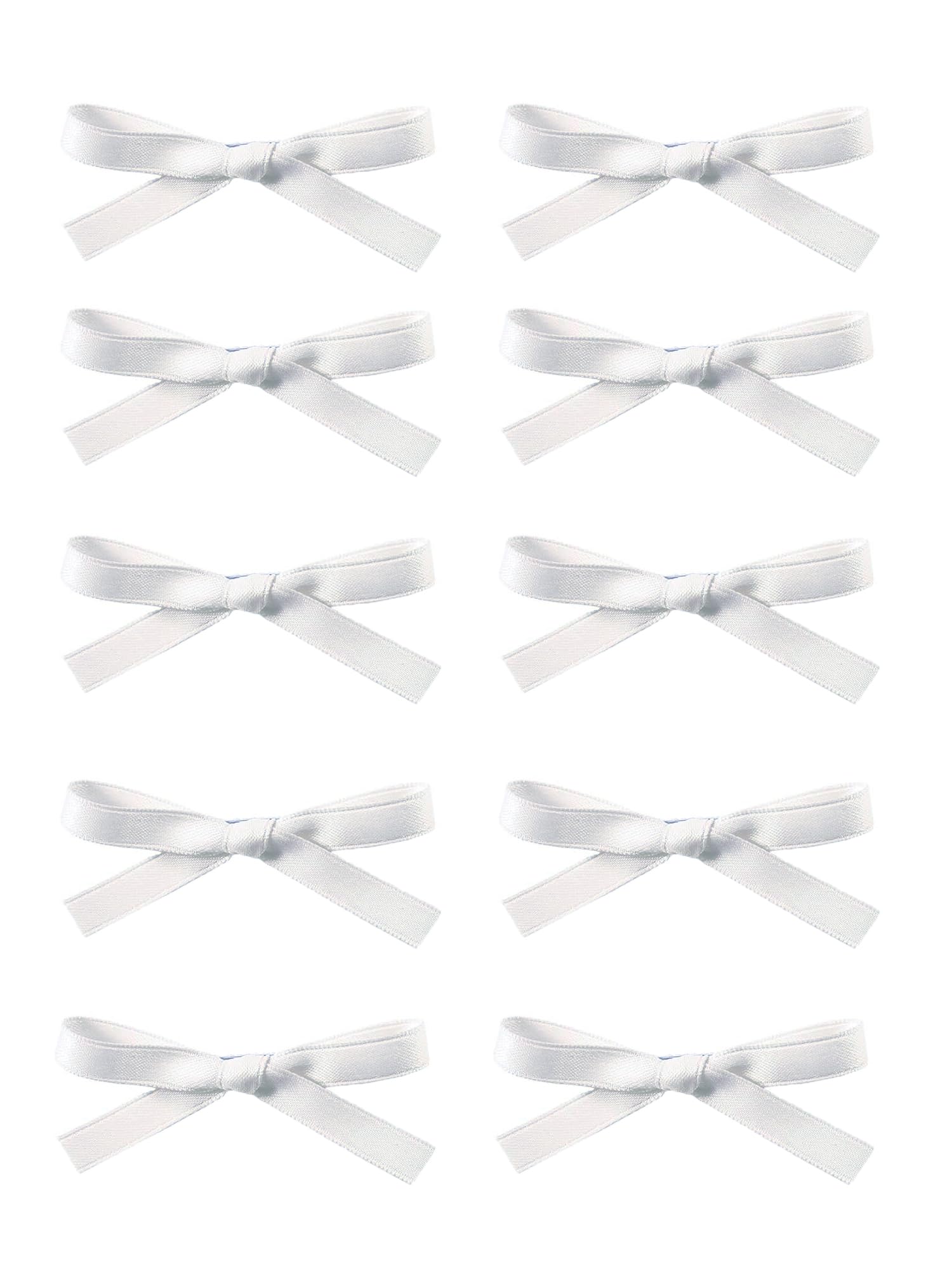 10pcs White Hair Bows Ribbon Clips - Mini Coquette Bow Claw Clips for Women, Girls & Toddlers - Perfect for Thick & Fine Hair - Great for Parties, Weddings & Everyday Styling
