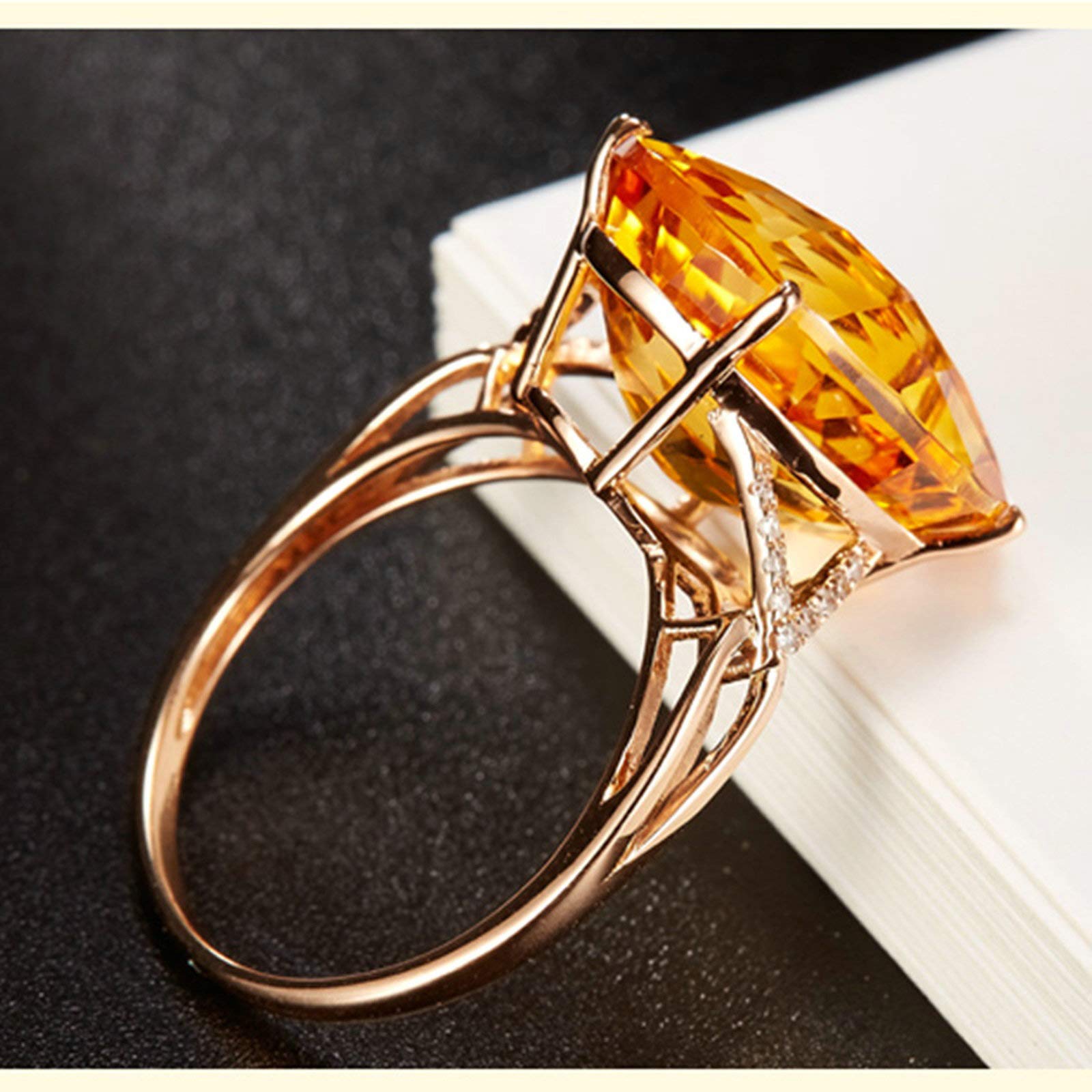 18K Rose Gold Engagement Ring for Women - 9ct Oval Citrine Wedding Band, Dainty & Elegant Jewelry Gift for Her - Perfect for Proposals, Anniversaries & Special Occasions
