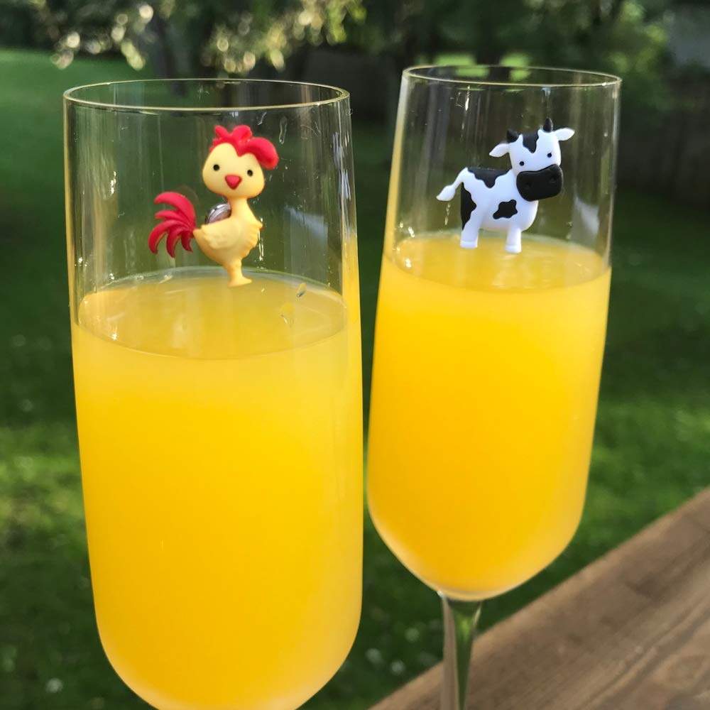 Barnyard Farm Animal Wine Charms Set of 6 - Magnetic Glass Markers for Wine Glasses, Perfect for Parties, Weddings & Entertaining