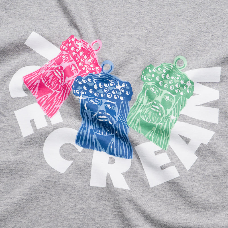 Heather Gray Ice Cream Graphic T-Shirt for Women - Soft Cotton Casual Tee for Summer Outfits & Ice Cream Lovers