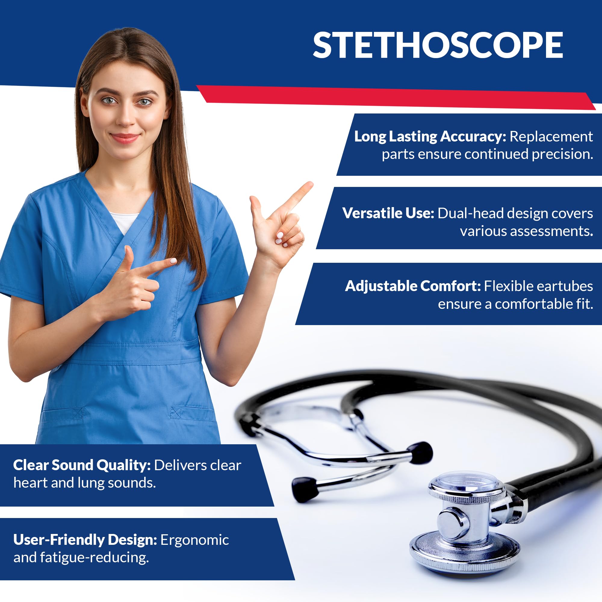 Dixie EMS Blood Pressure Monitor & Sprague Stethoscope Kit - Professional Black Medical Equipment for Home Use, Clinics, and Emergency Care