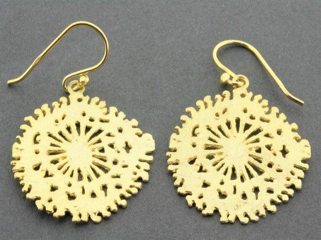 22K Gold Over Silver Flat Coral Disc Earrings for Women - Elegant Boho Jewelry for Parties, Weddings & Everyday Wear