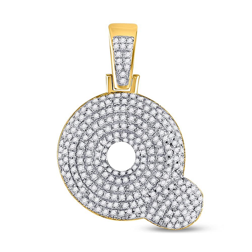 10kt Yellow Gold Men's Round Diamond Bubble Q Letter Charm Pendant - 3/4 Cttw Diamond Jewelry for Gifts, Anniversaries & Special Occasions