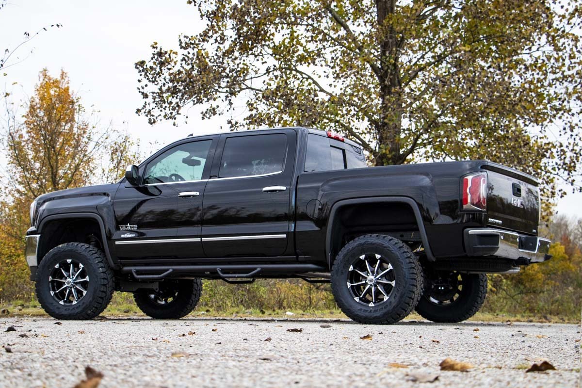 2014-2018 GMC Sierra & Chevrolet Silverado Nerf Bars Running Boards - Compatible with 2WD/4WD Crew Cab Short Bed Models (5.7ft Bed) - RCC1489CC - Perfect for Off-Roading & Truck Access
