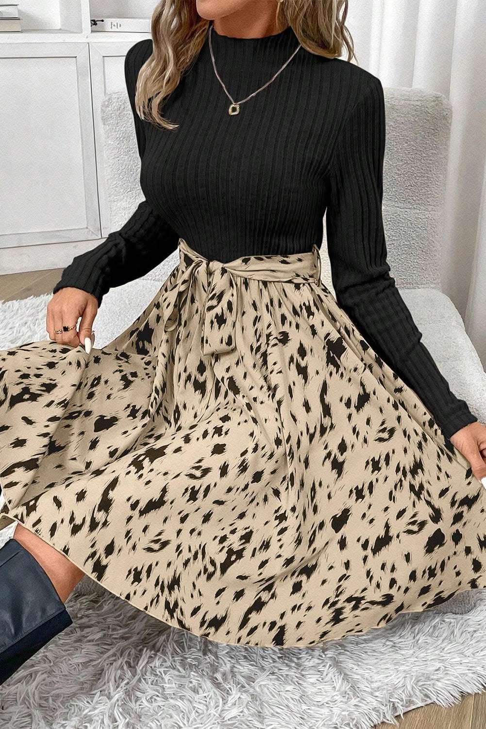 Elegant Black Belted A-Line Dress for Women - Perfect for Office, Party & Special Occasions