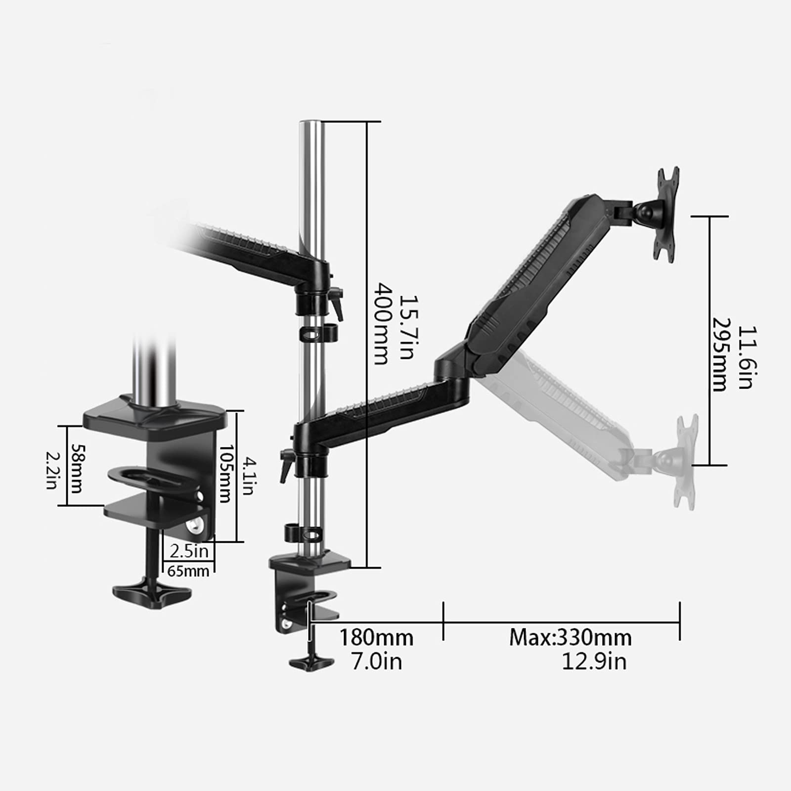 Dual Monitor Stand with Laptop Mount - Adjustable 2-in-1 Desk Mount Arm for Computer Screens, VESA 75/100mm Compatible, Heavy Duty C-Clamp (Column 40) - Perfect for Home Office, Gaming Setup & Workspace Organization