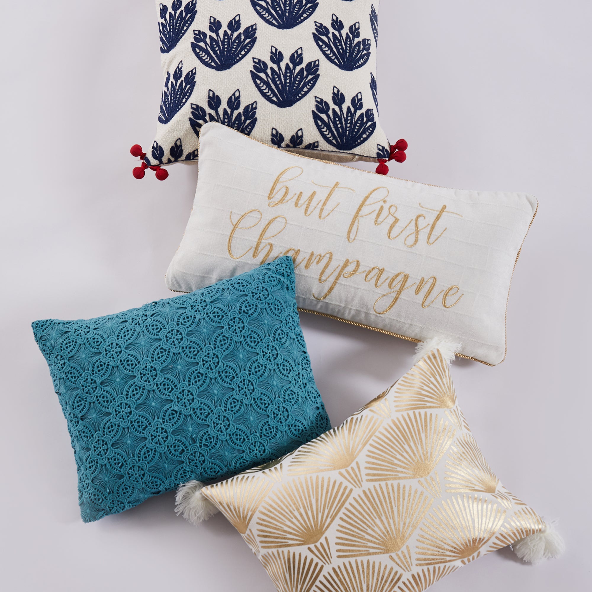 Nanette Lace Overlay Pillow - Elegant Decorative Throw Pillow for Sofa, Bed & Home Decor - Perfect for Living Room, Bedroom & Wedding Decorations