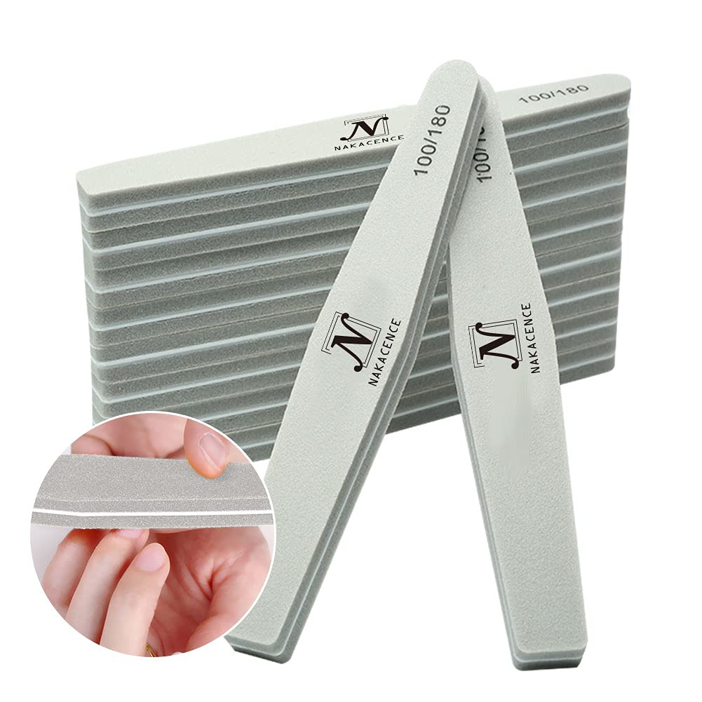 Professional Nail Buffers & Files Set - 10PCS Double-Sided 100/180 Grit Nail Art Sponge Blocks for Manicure, Pedicure & Nail Care - Perfect for Home Salon, DIY Nail Art & Professional Use (Gray)