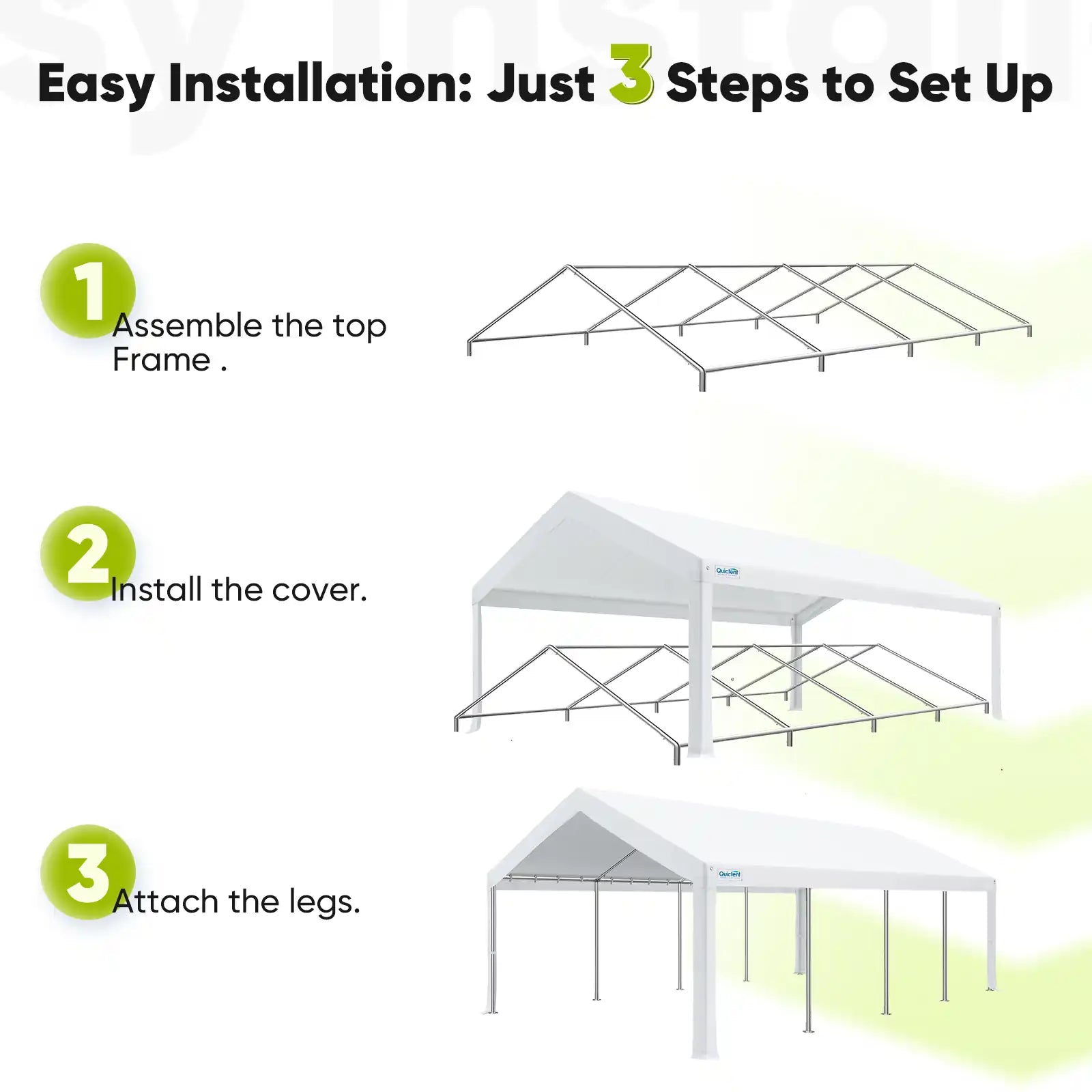 10' x 30' White Party Tent - Waterproof Outdoor Canopy for Weddings, Picnics & Backyard Events - Heavy Duty Frame with UV Protection