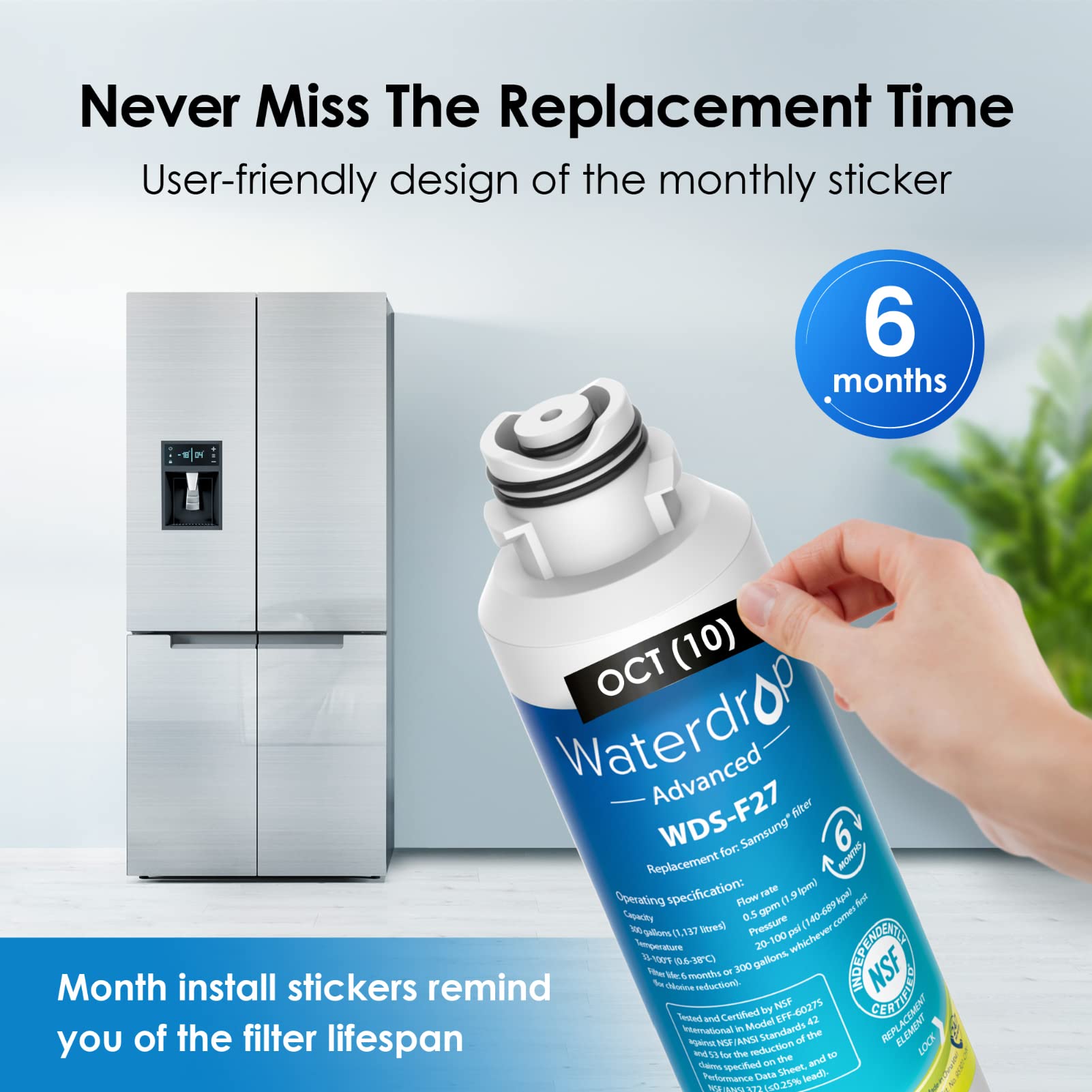 Samsung DA29-00020B Refrigerator Water Filter Replacement - 9 Pack | Compatible with DA29-00020A, HAF-CIN/EXP, DA29-00020B-1, WDP-F27 | Clean & Fresh Drinking Water for Home & Office Use