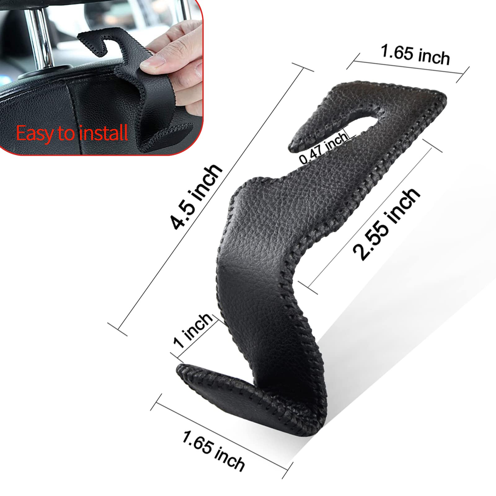 Universal Car Back Seat Headrest Hanger Hook - Durable Stainless Steel & Microfiber Leather Hanger for Purses, Groceries, Clothes & Drinks (Black/Red) - Perfect for Road Trips, Shopping & Daily Commute