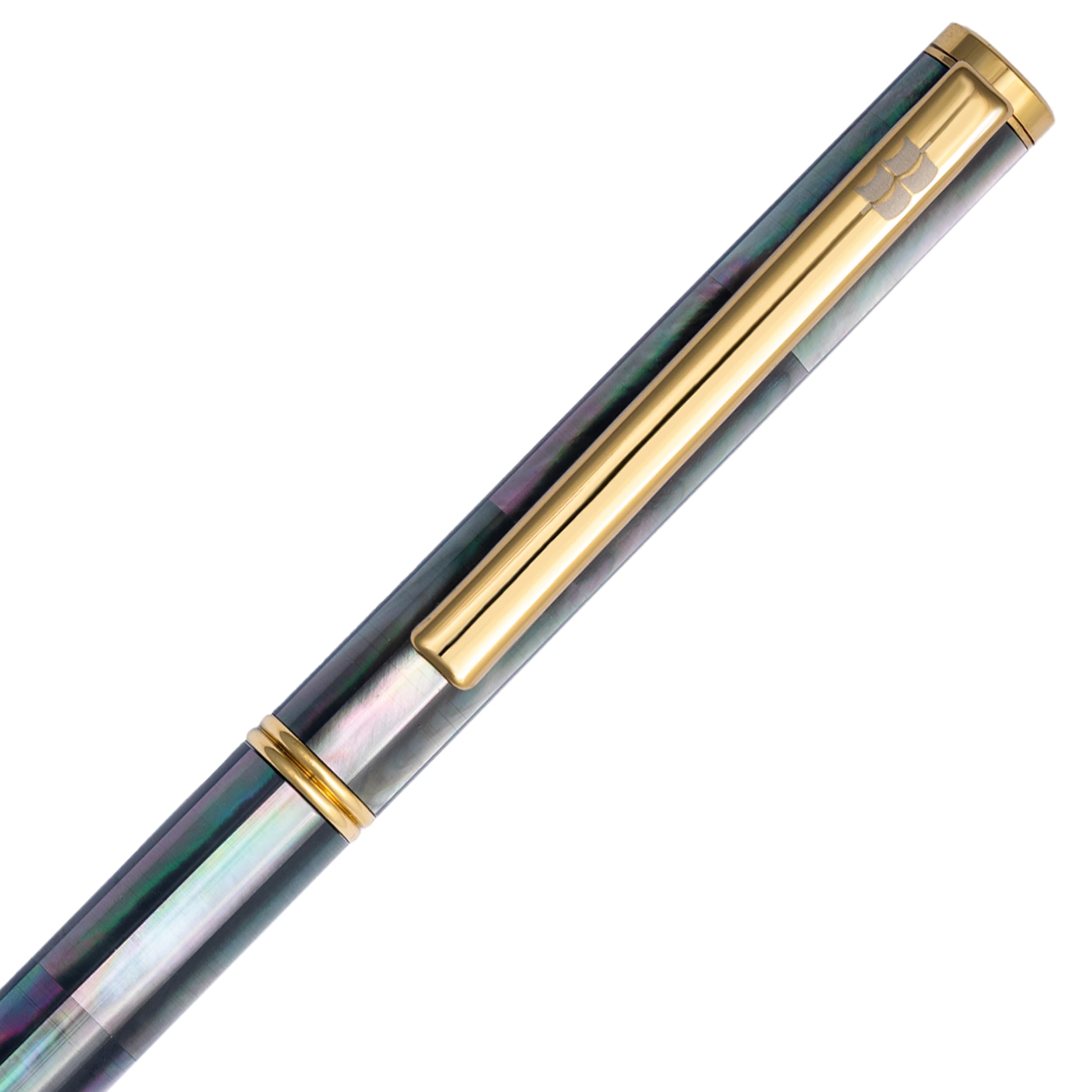 BLUSAIGON Tahiti Black Pearl Gold Twist-Action Handcrafted Refillable Ballpoint Pen - Unique Gift Set for Men & Women - Perfect for Office, Business Meetings & Special Occasions