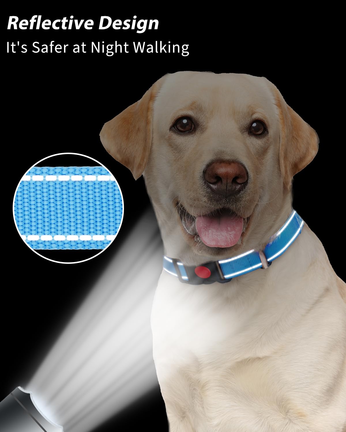 **Reflective Martingale Dog Collar with Quick Release Buckle - Adjustable No-Slip Puppy Collar for Extra Small Breeds (Light Blue, XS) - Perfect for Night Walks & Training**