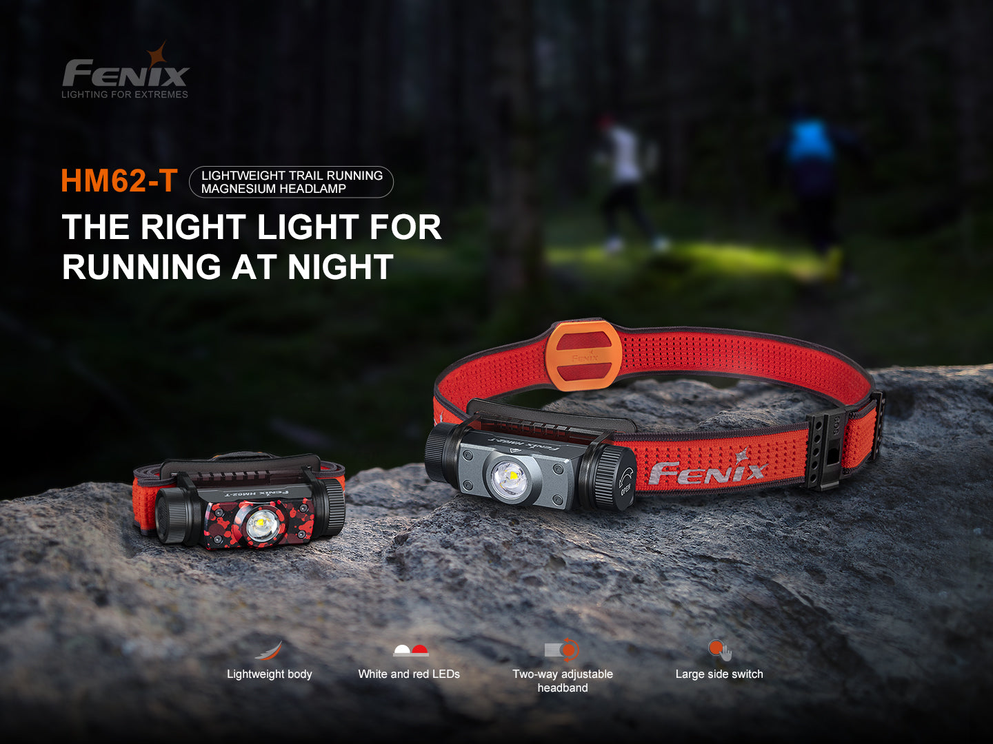 Fenix HM62 T Lightweight Rechargeable Headlamp for Trail Running, Hiking & Camping - 1000 Lumen LED Headlight with Red Light Mode for Night Adventures