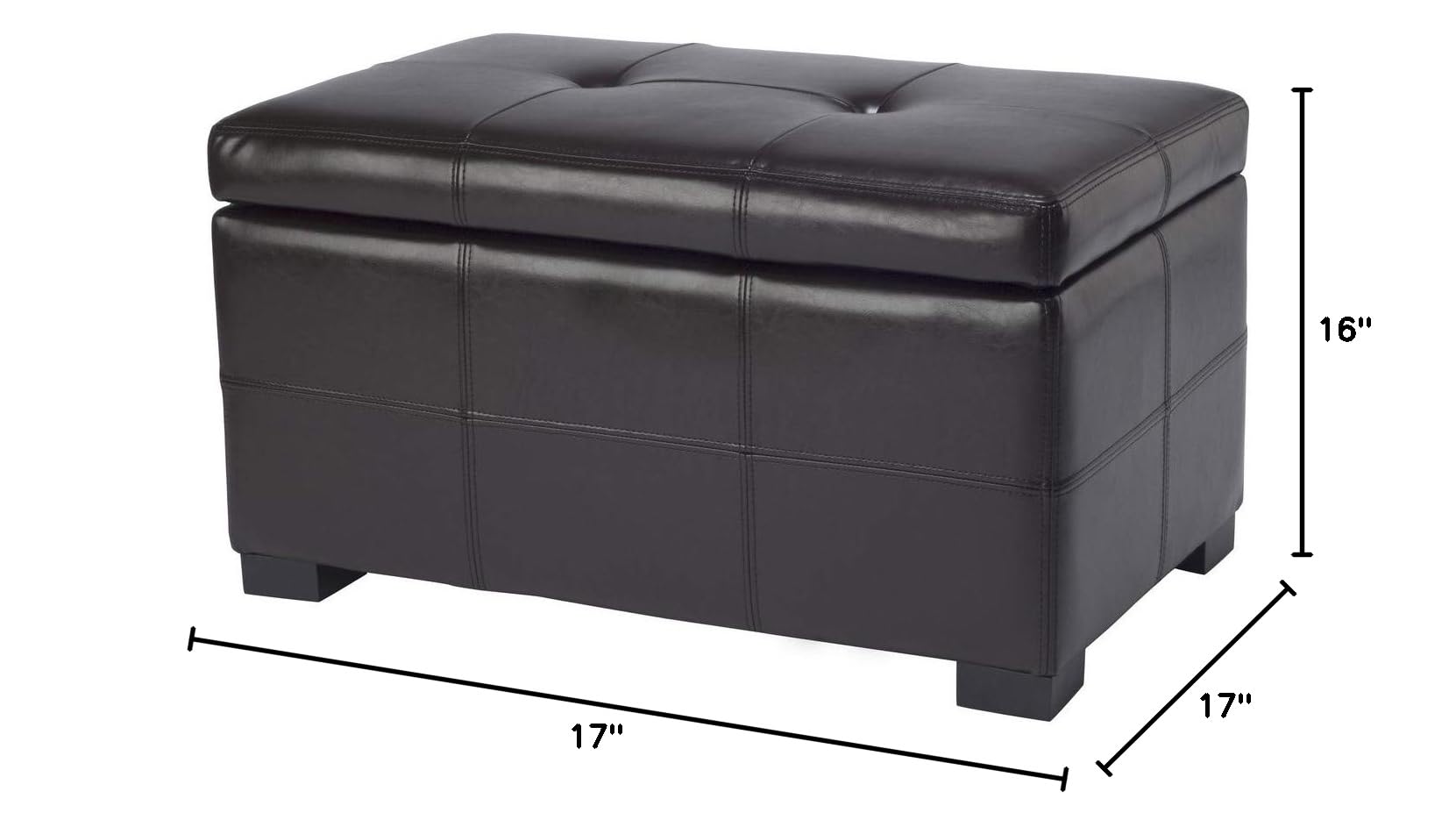 Safavieh Hudson Collection NoHo Tufted Brown Leather Small Storage Bench - Stylish Entryway Seat with Storage for Living Room, Bedroom & Hallway