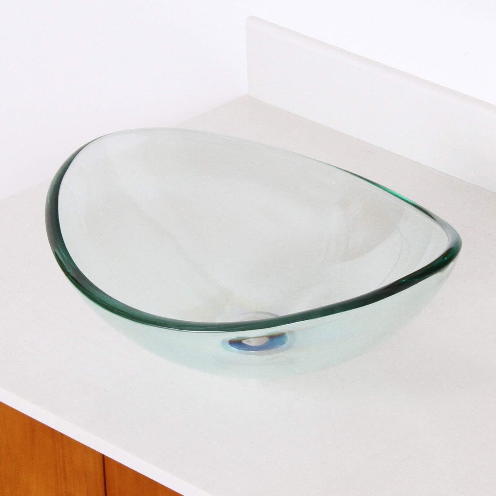 Clear Oval Tempered Glass Bathroom Vessel Sink - Modern Transparent Vanity Sink for Contemporary Bathroom & Powder Room Decor