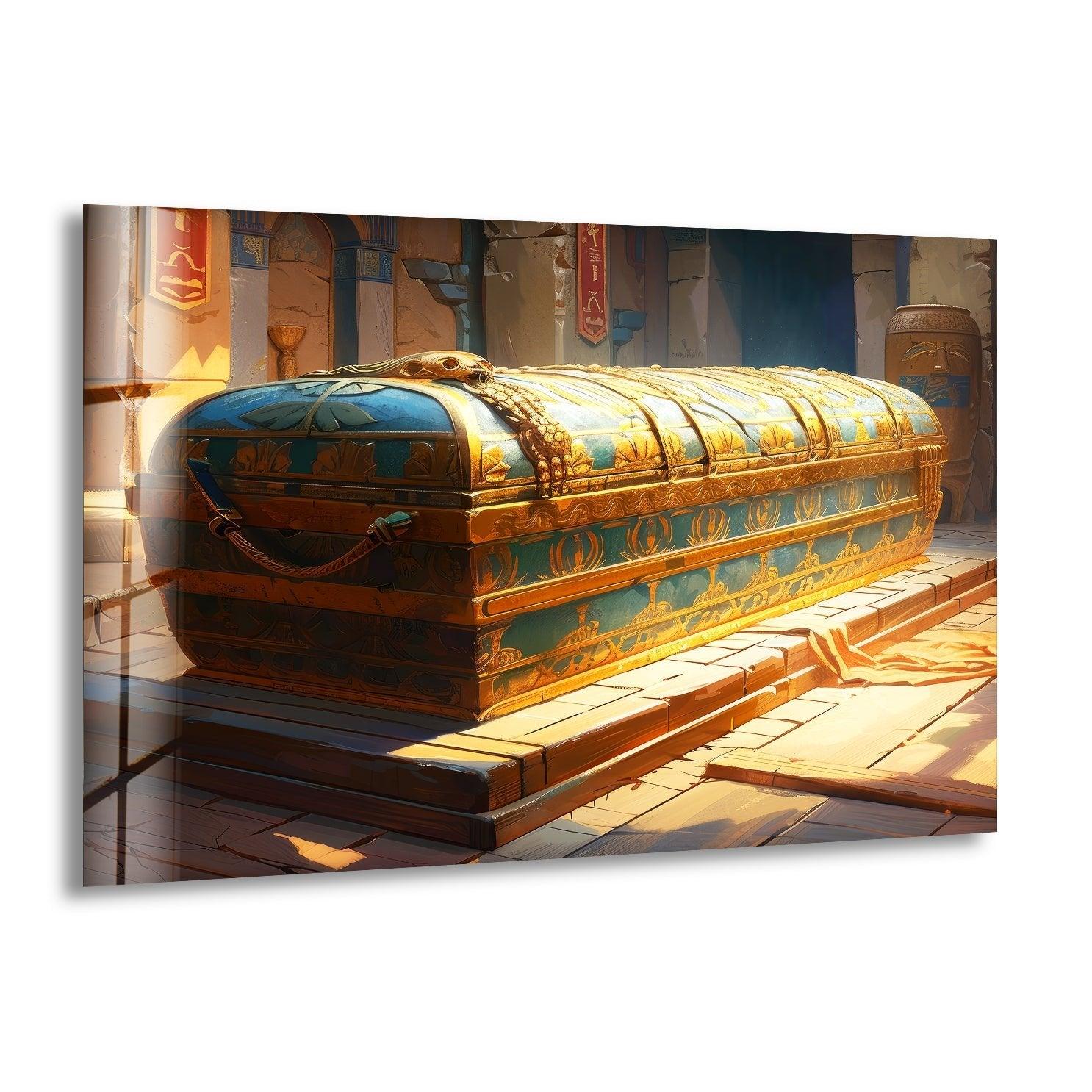 Ancient Pharaoh Tomb Glass Wall Art - Egyptian Pharaoh Decor for Home & Office - Perfect for Living Room, Bedroom, or Office Wall Decor