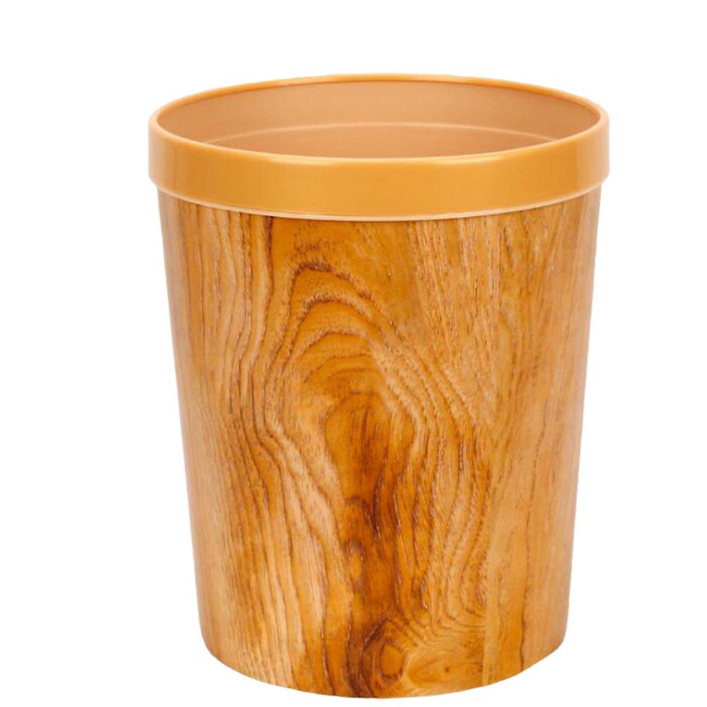 Vintage Round Grain Wood-Look Trash Can - 12L Stylish Waste Bin for Living Room, Kitchen, Bathroom & Office - Eco-Friendly Home Decor Organizer | Perfect for Small Spaces & Modern Interiors