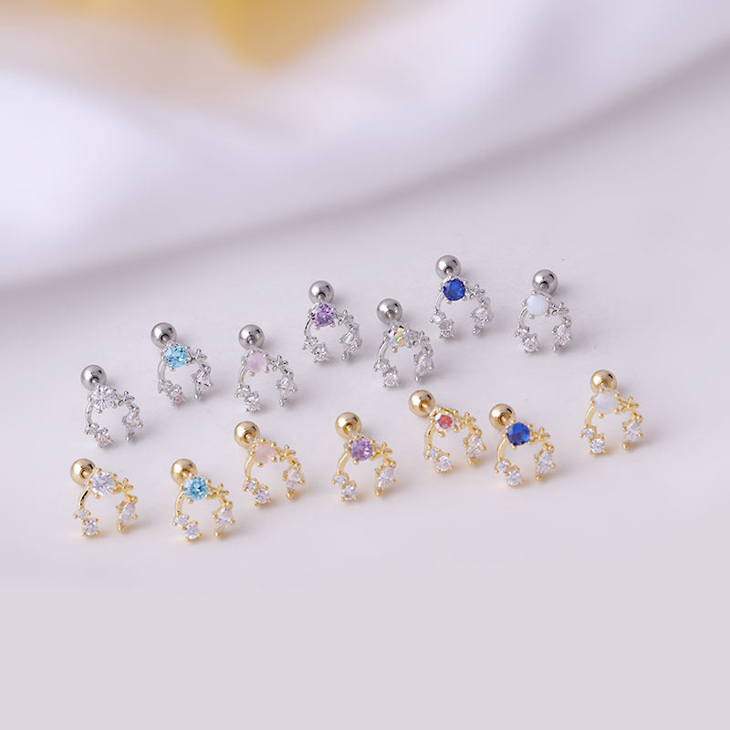 20G Cartilage Tiny Stud Earrings - Flat Back Crystal Earrings for Women | HSPJ662 | Perfect for Daily Wear, Parties & Gifts