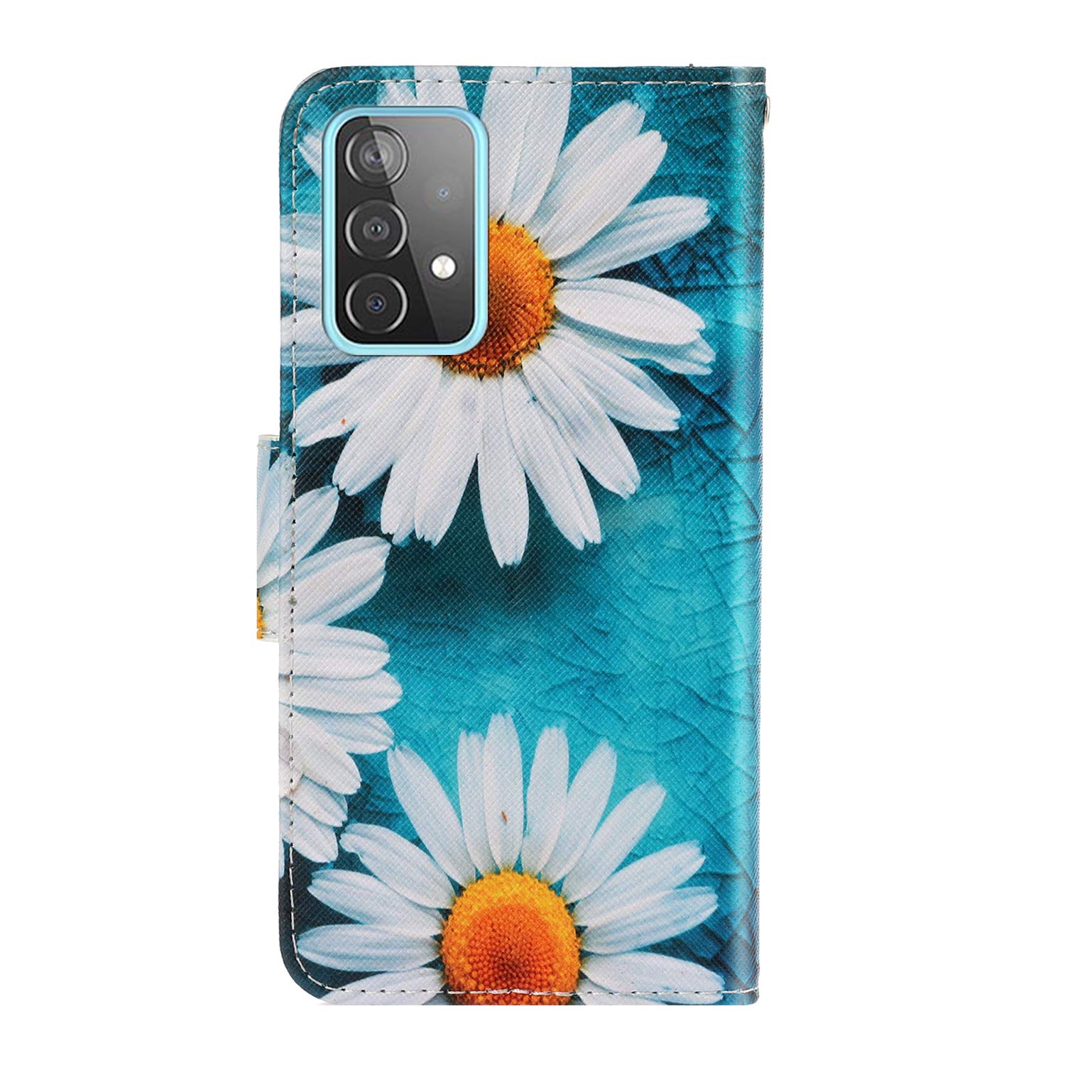 Samsung Galaxy A53 Wallet Case - PU Leather Folio Flip Cover with Credit Card Slots & Kickstand | Magnetic Protection | Daisy Flower Design | Perfect for Work, Travel & Everyday Use