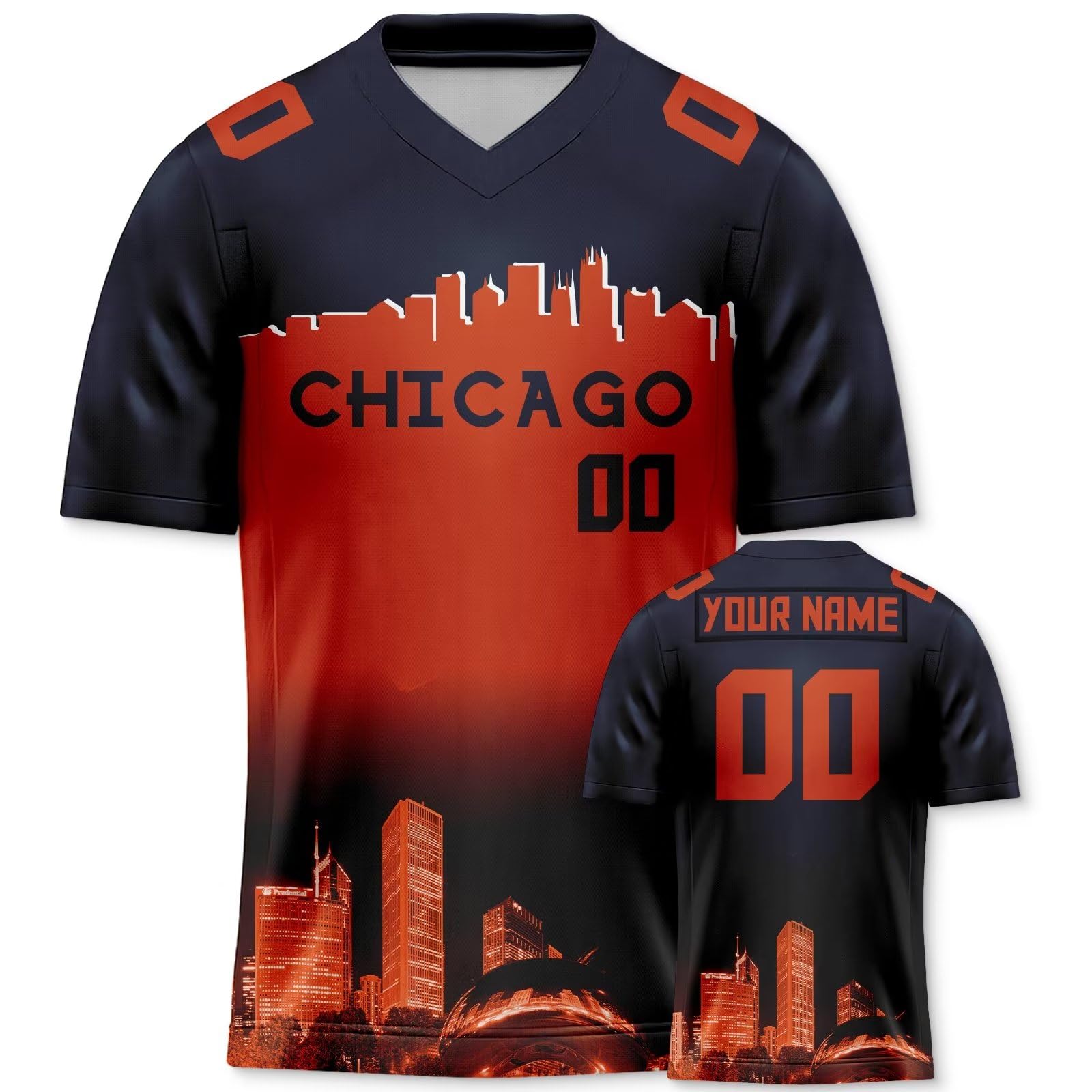 Custom Personalized Football Jersey with City Night Skyline Design - Men Women Youth Name & Number Jersey - Perfect for Game Day, Fan Gifts & Sports Fashion (Ideal for NFL, College Football & Tailgate Parties)