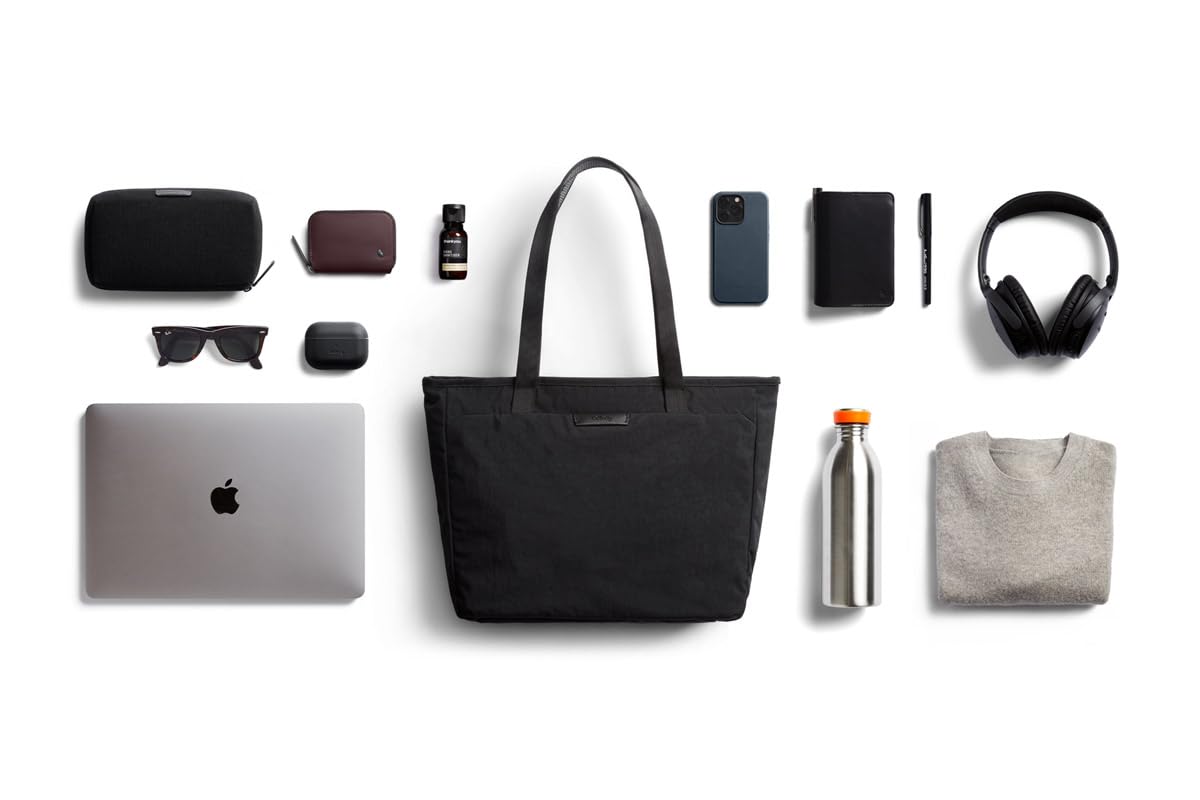 Bellroy Tokyo Tote Compact 12L Laptop Bag - Waterproof Nylon Tote for Work & Travel - Lightweight & Durable Raven Black Shoulder Bag for Women & Men - Perfect for Office, Commute & Weekend Getaways
