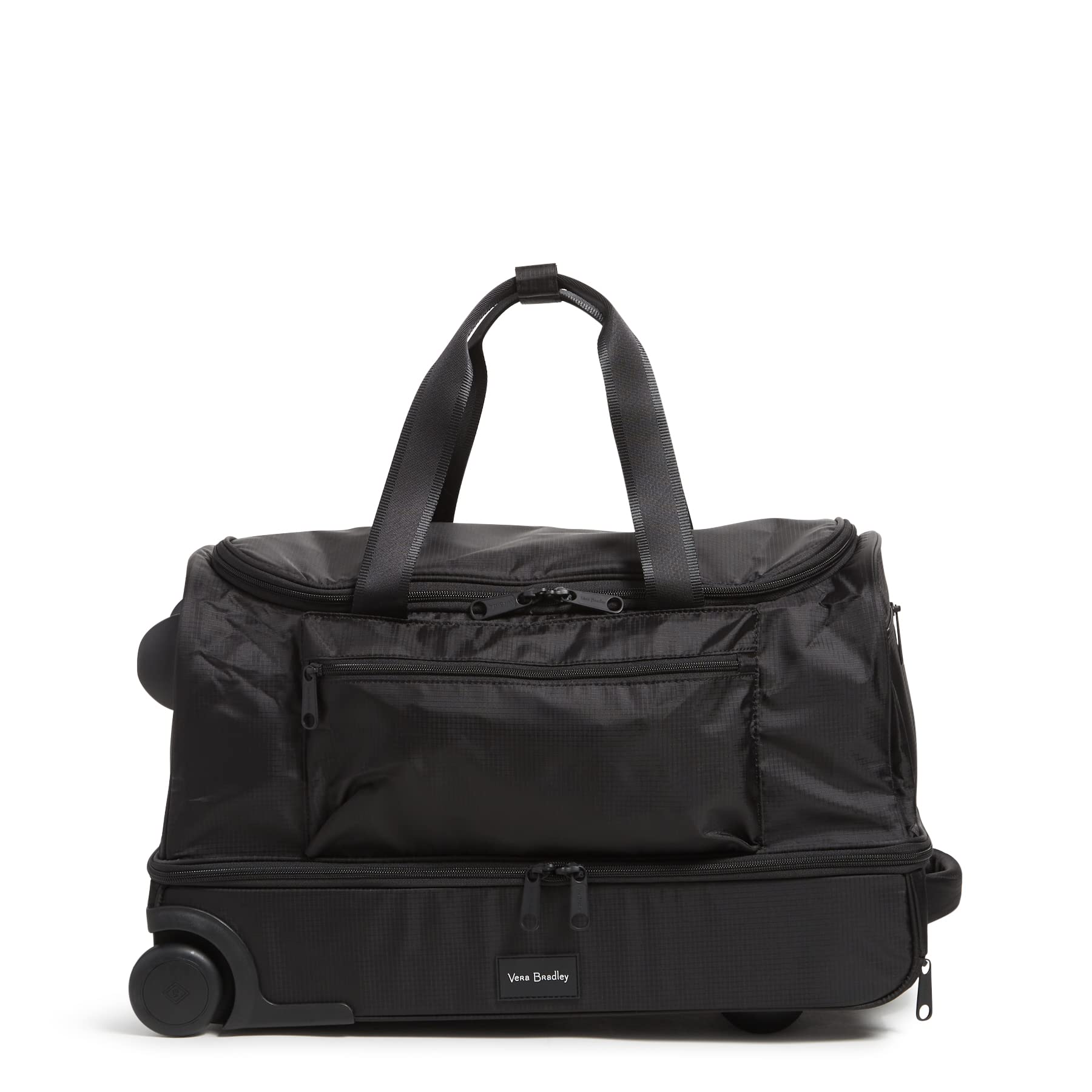 Vera Bradley Women's Recycled Ripstop Foldable Rolling Duffel Bag - Black, One Size - Perfect for Travel, Gym & Weekend Getaways