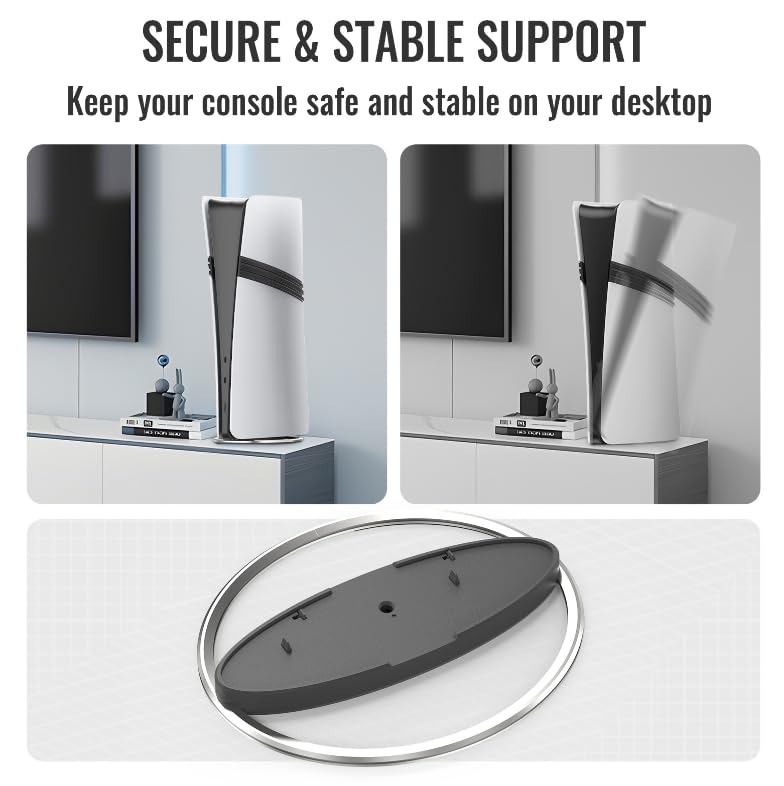 PS5 Vertical Stand with Screws for PS5 PRO/PS5 Slim/PS5 - Easy Installation, High Stability Gaming Accessory - Perfect for Living Room, Bedroom & Game Room Setup (Grey)