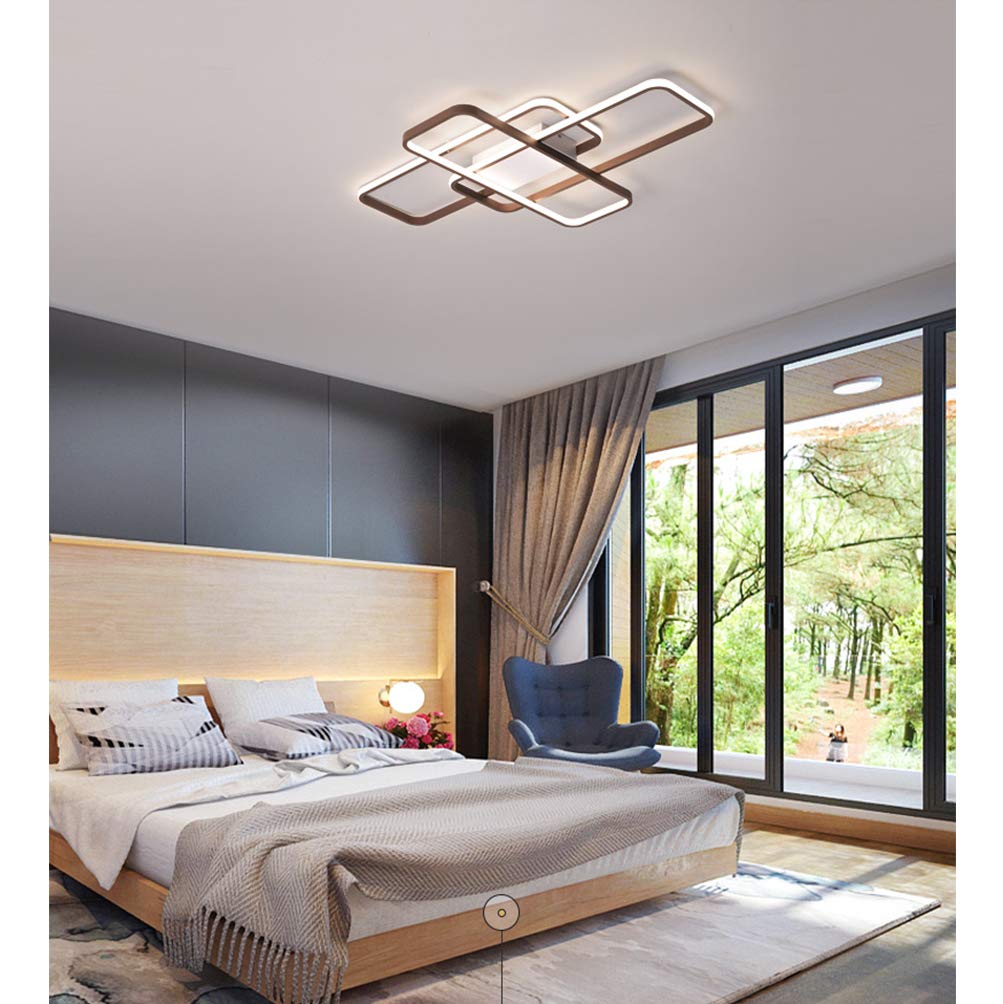 Modern Dimmable LED Flush Mount Ceiling Light with Remote Control - Square Chandelier for Dining Room, Kitchen Island, Bedroom & Living Room - Stylish Hanging Lighting Fixture for Home Decor | Perfect for Ambient Lighting & Space-Saving Design