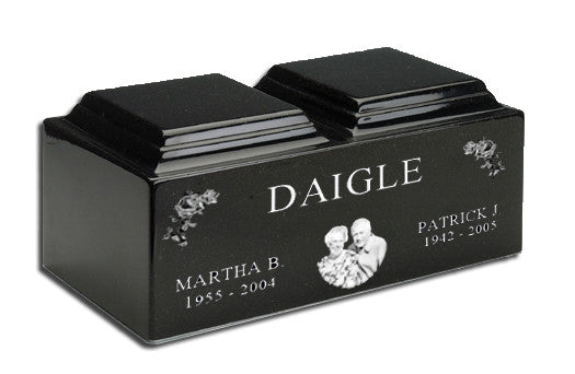 Personalized Engraved Photo Companion Urn - Cultured Granite Memorial Keepsake for Loved Ones | Perfect for Home Memorials, Funeral Services & Remembrance Gifts