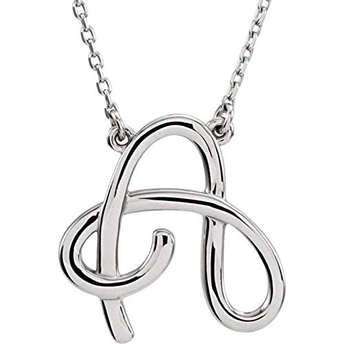 14K White Gold Script Initial 