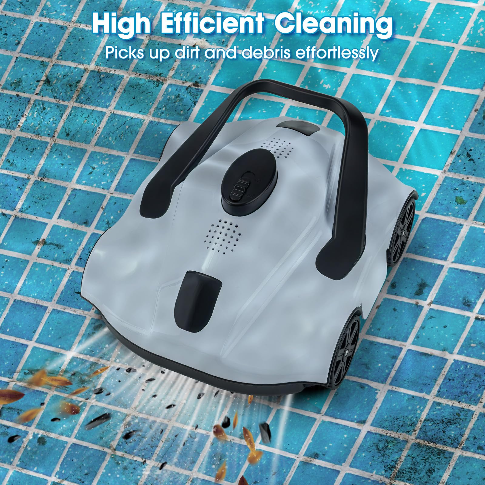 **JQKJCAM Cordless Robotic Pool Cleaner - 1076 Sq.Ft Coverage, Powerful Suction, Automatic Route Planning for Above Ground & Inground Pools, Self-Parking - Ideal for Weekly Pool Maintenance & Quick Cleaning**