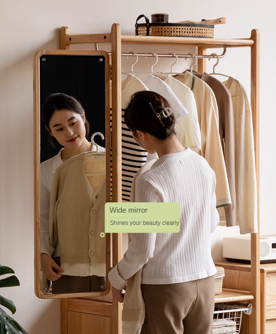 Premium Oak Solid Wood Coat Rack with Integrated Hooks - Perfect for Entryway, Bedroom & Closet Organization