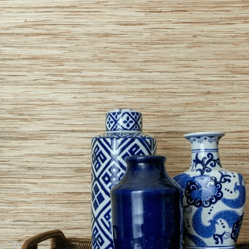 Premium Grasscloth Wallpaper - Natural Textured Roll for Living Room & Bedroom Decor - Eco-Friendly Peel & Stick Wall Covering